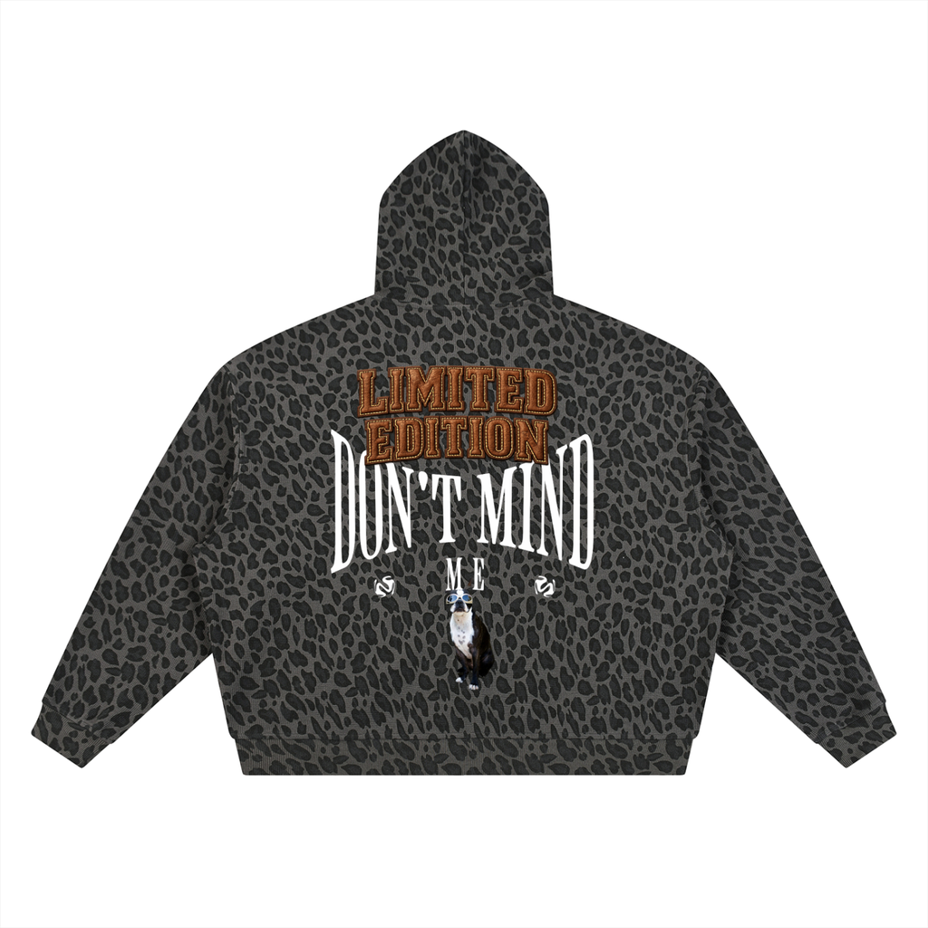 J M B Unisex Leopard Print Waffle Full Zip Hoodie