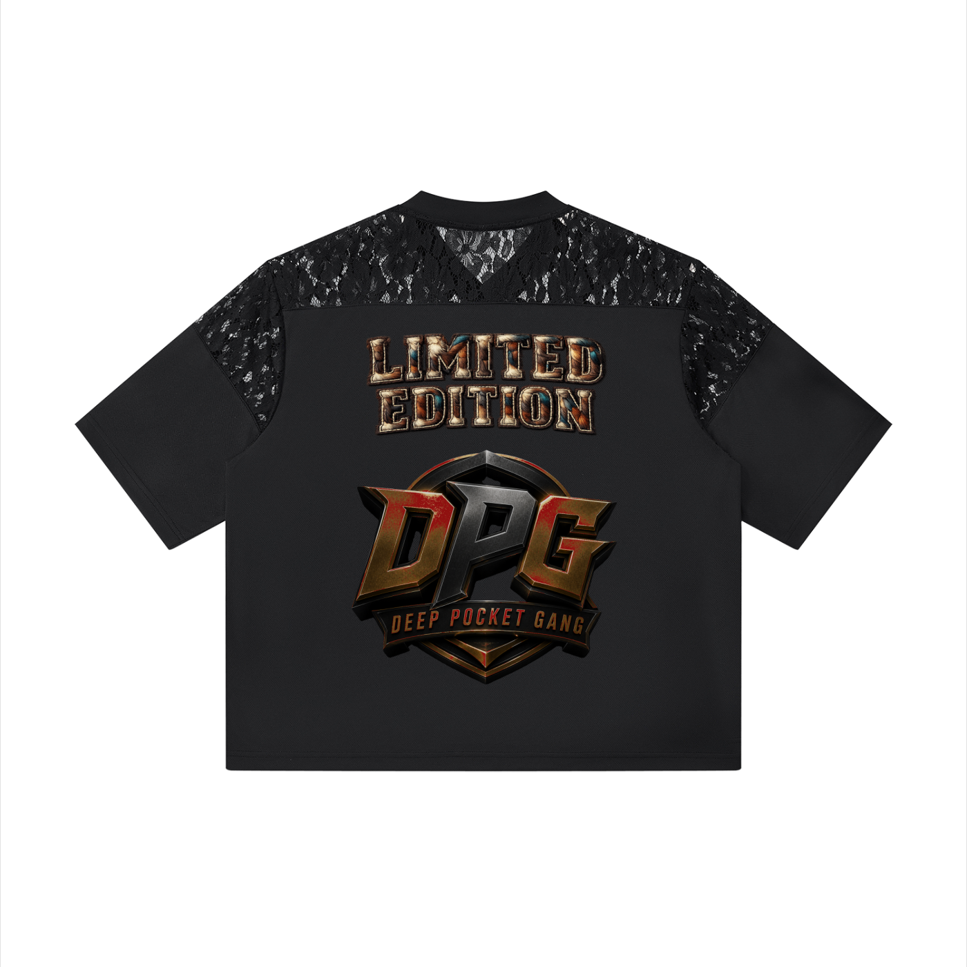 J M B  Lace Paneling V-Neck T-Shirt