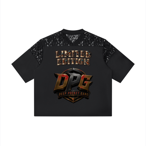 J M B  Lace Paneling V-Neck T-Shirt