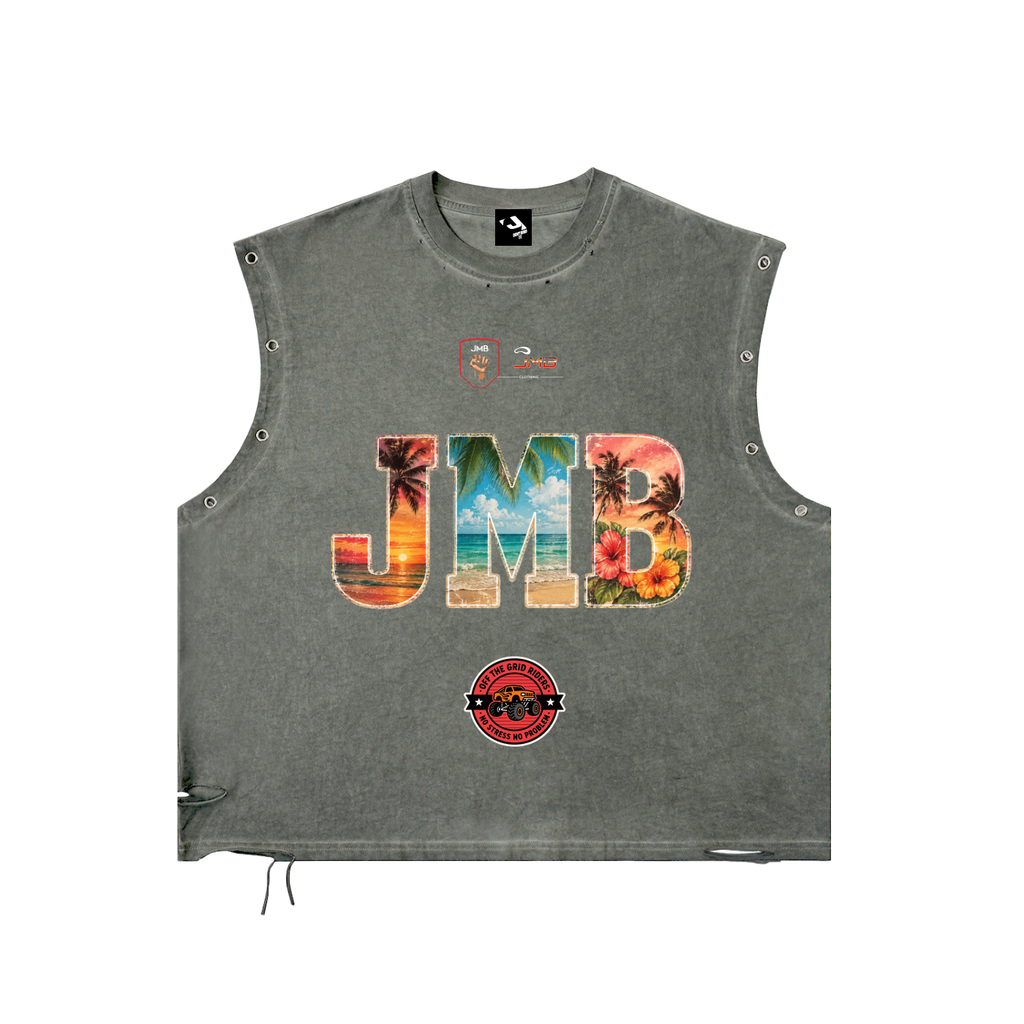 J M B Distressed Grommet Eyelet Tank Top
