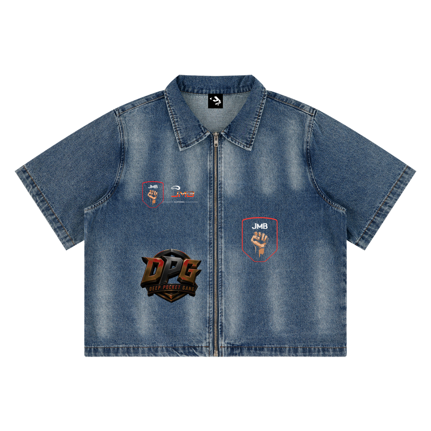J M B  Vintage Washed Full-Zip Denim Shirt