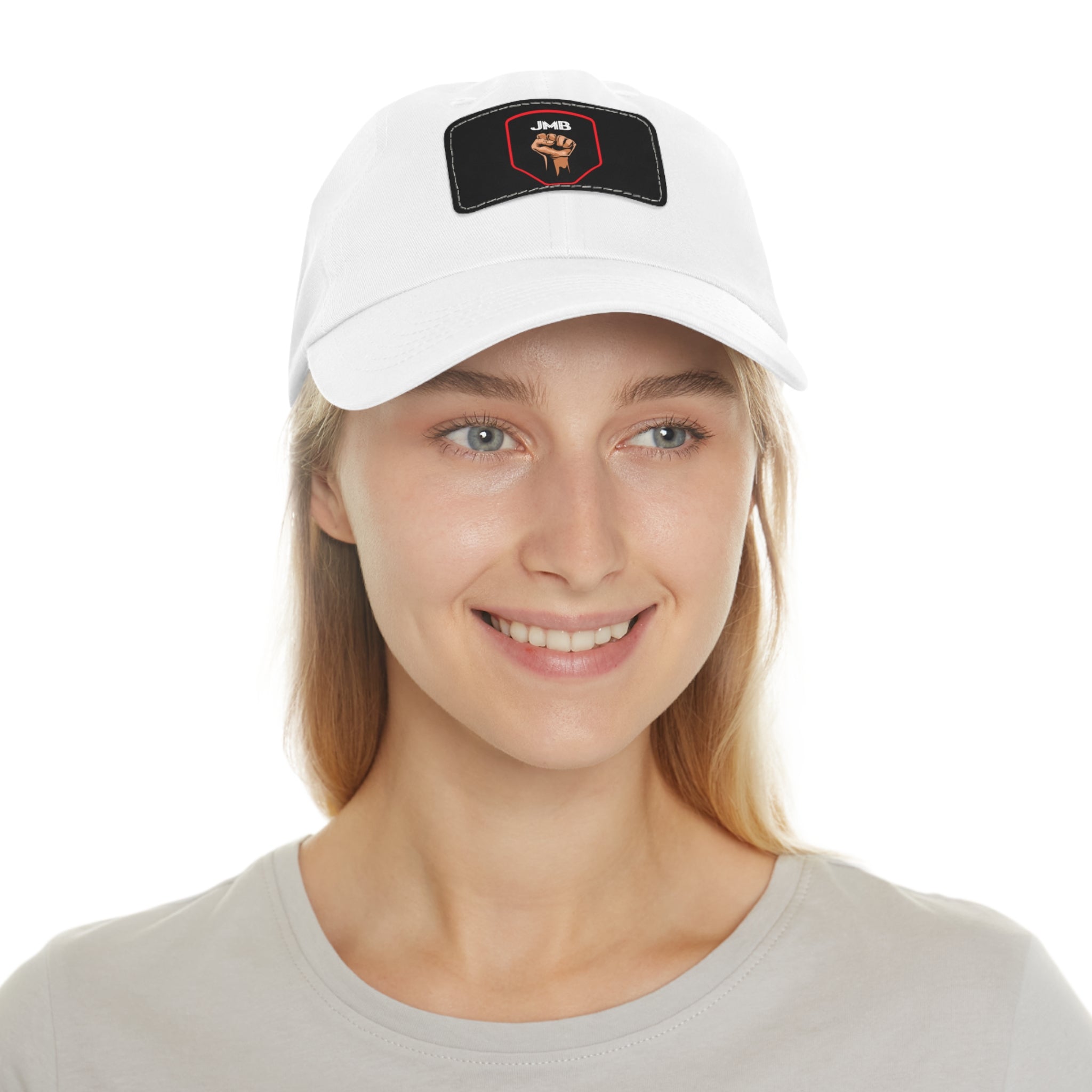 J M B Leather Patch Hat — Raised Fist JMB brand Emblem