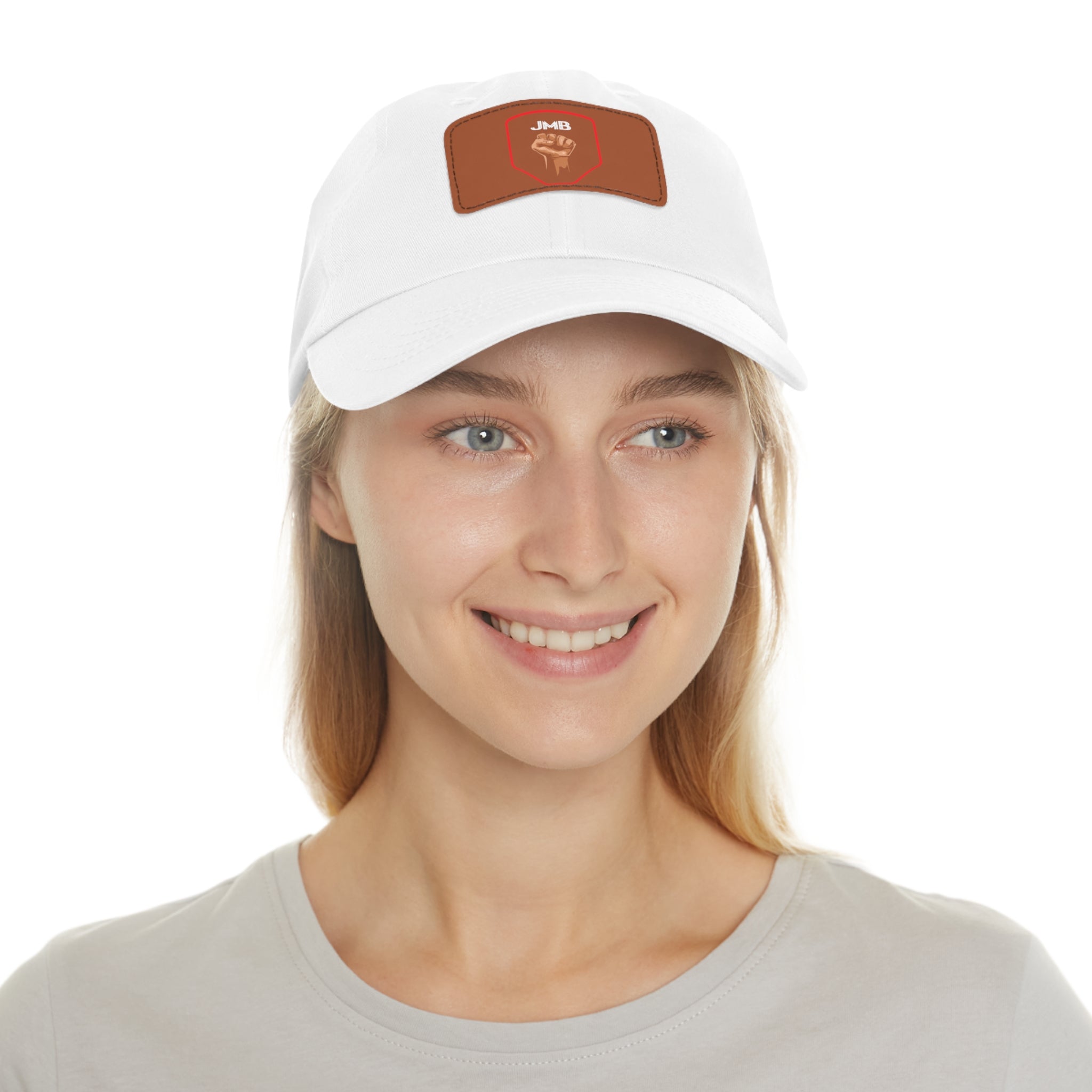 J M B Leather Patch Hat — Raised Fist JMB brand Emblem