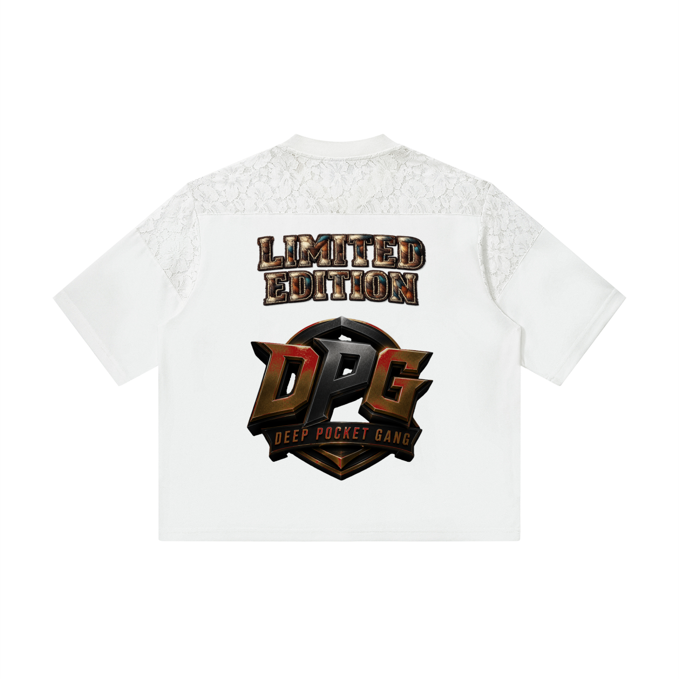 J M B  Lace Paneling V-Neck T-Shirt