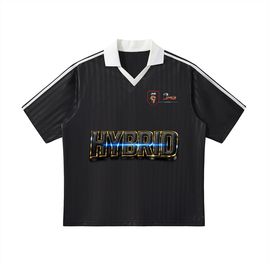 J M B HYBRID Contrast Collar Striped football Jersey