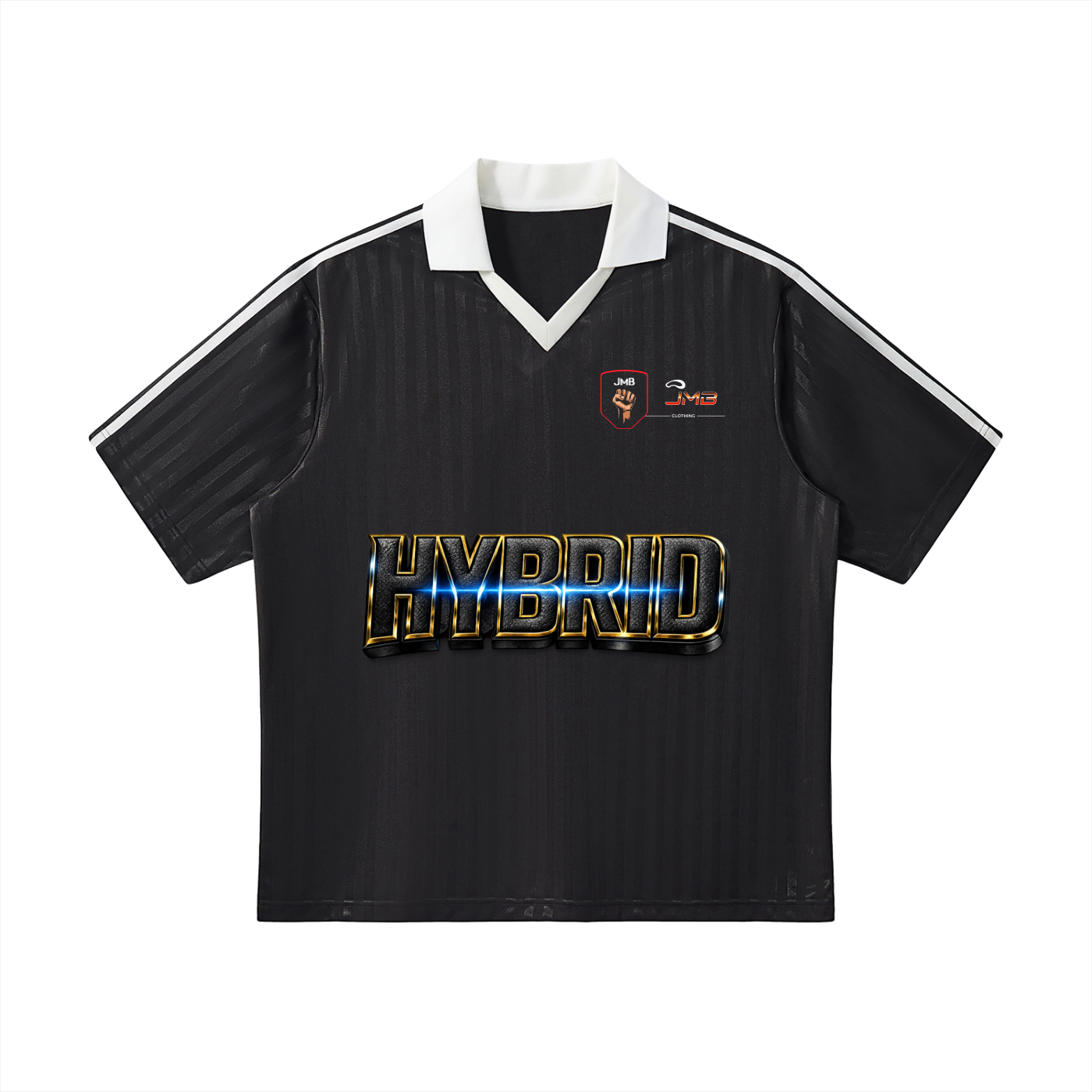 J M B HYBRID Contrast Collar Striped football Jersey