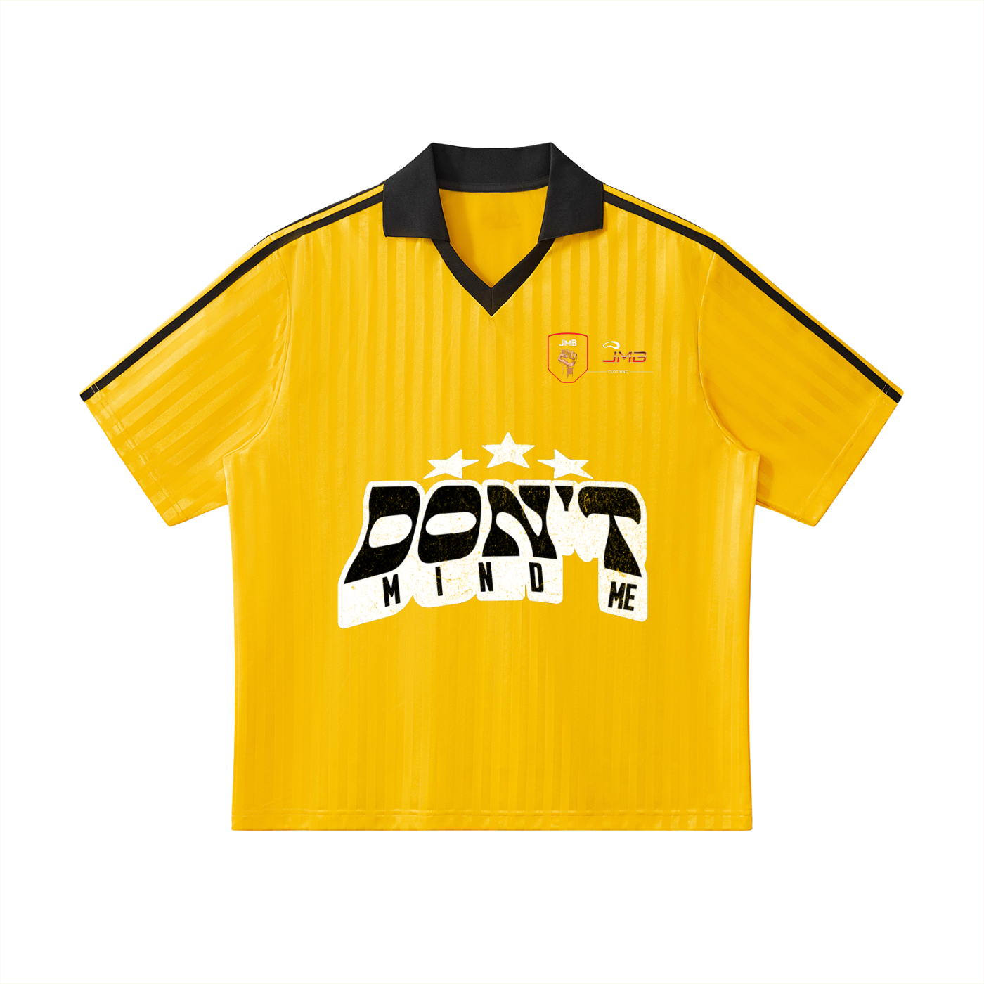 J M B Contrast Collar Striped Soccer Jersey