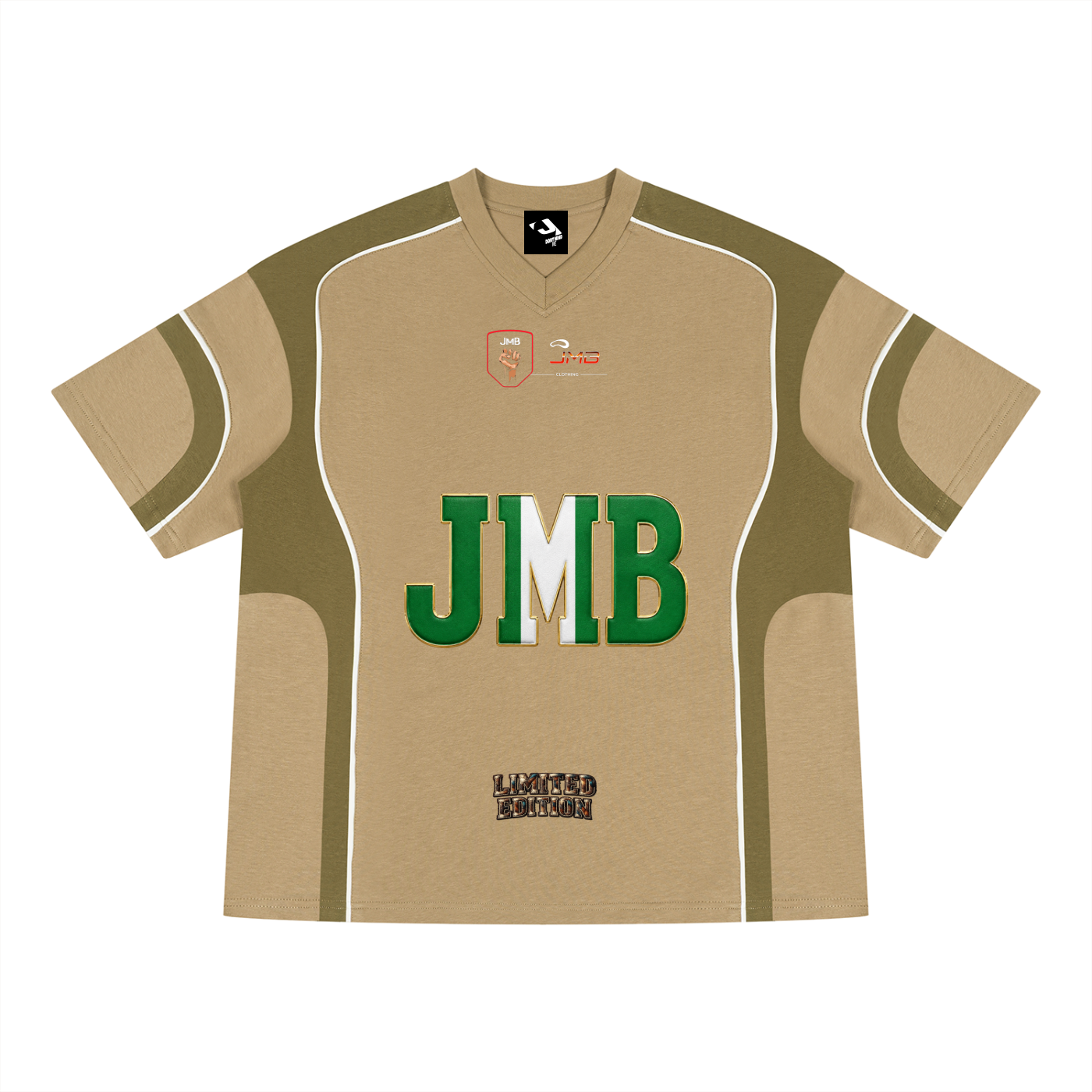 J M B Unisex Flag Color Block V-Neck T-Shirt