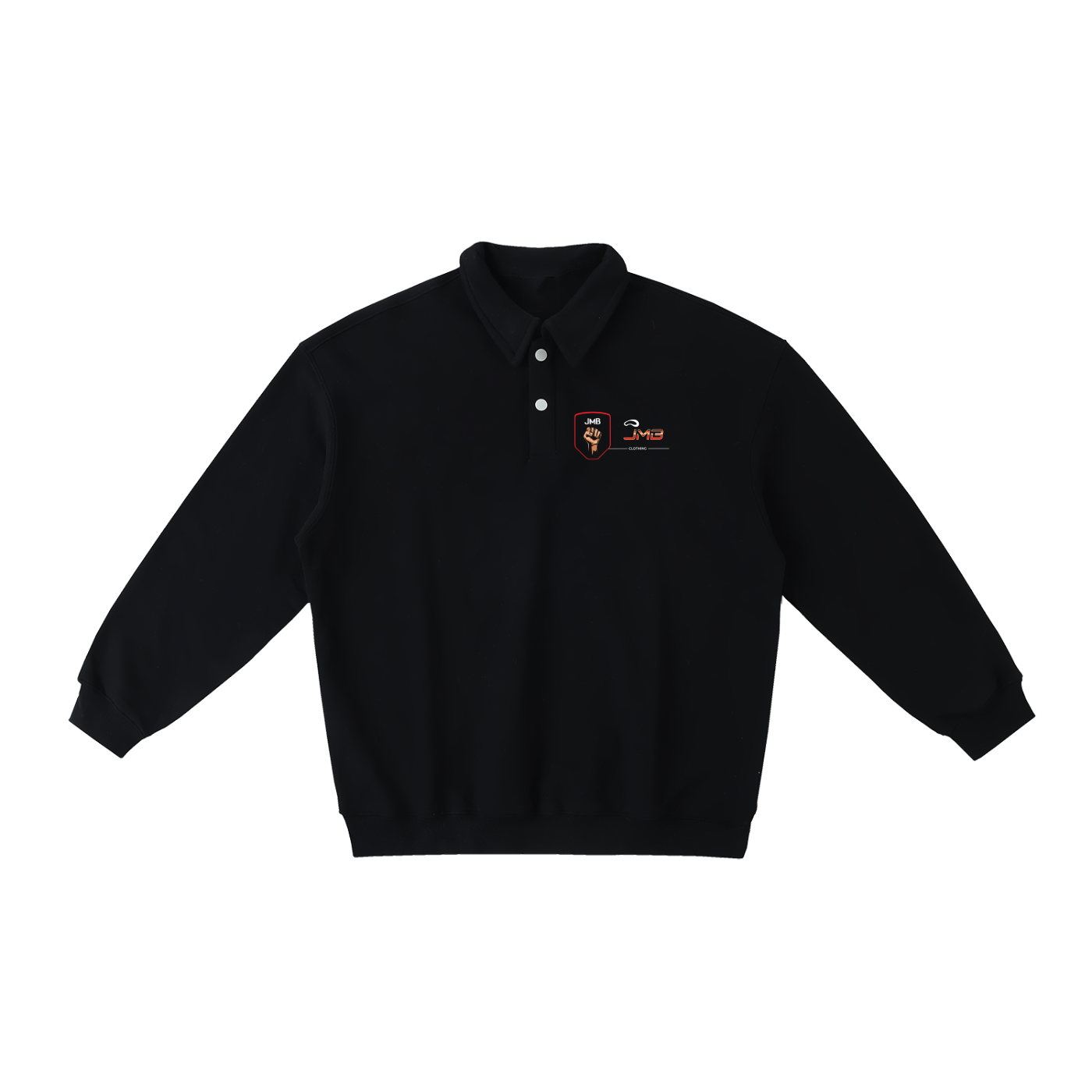 J M B Heavyweight Polo-Collar Sweatshirt