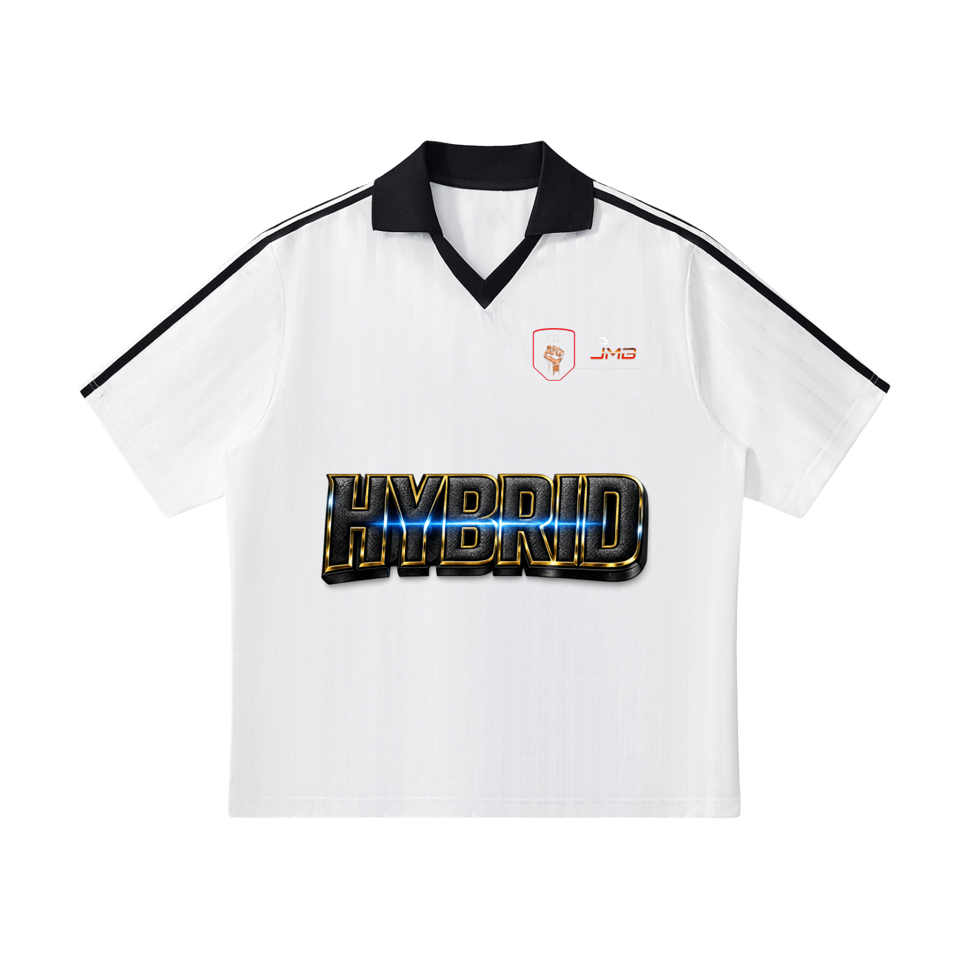 J M B HYBRID Contrast Collar Striped football Jersey