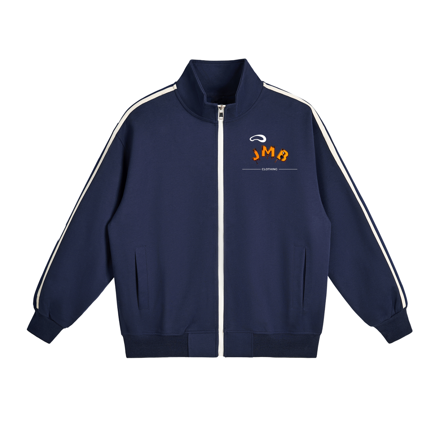 J M B Contrast Side-Stripe Stand Collar  Jacket