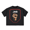 J M B Boxy Half-Sleeve Raw-Edge T-Shirt