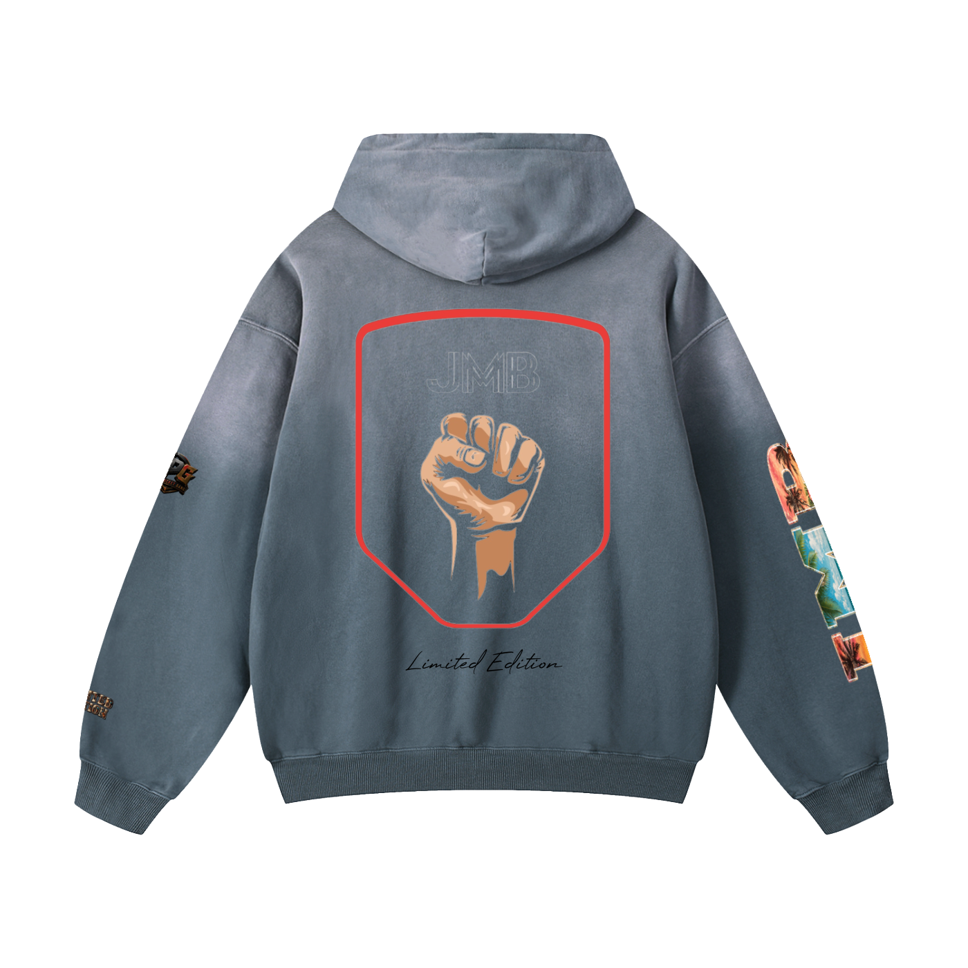 J M B Heavyweight Sunfade Oversized Hoodie