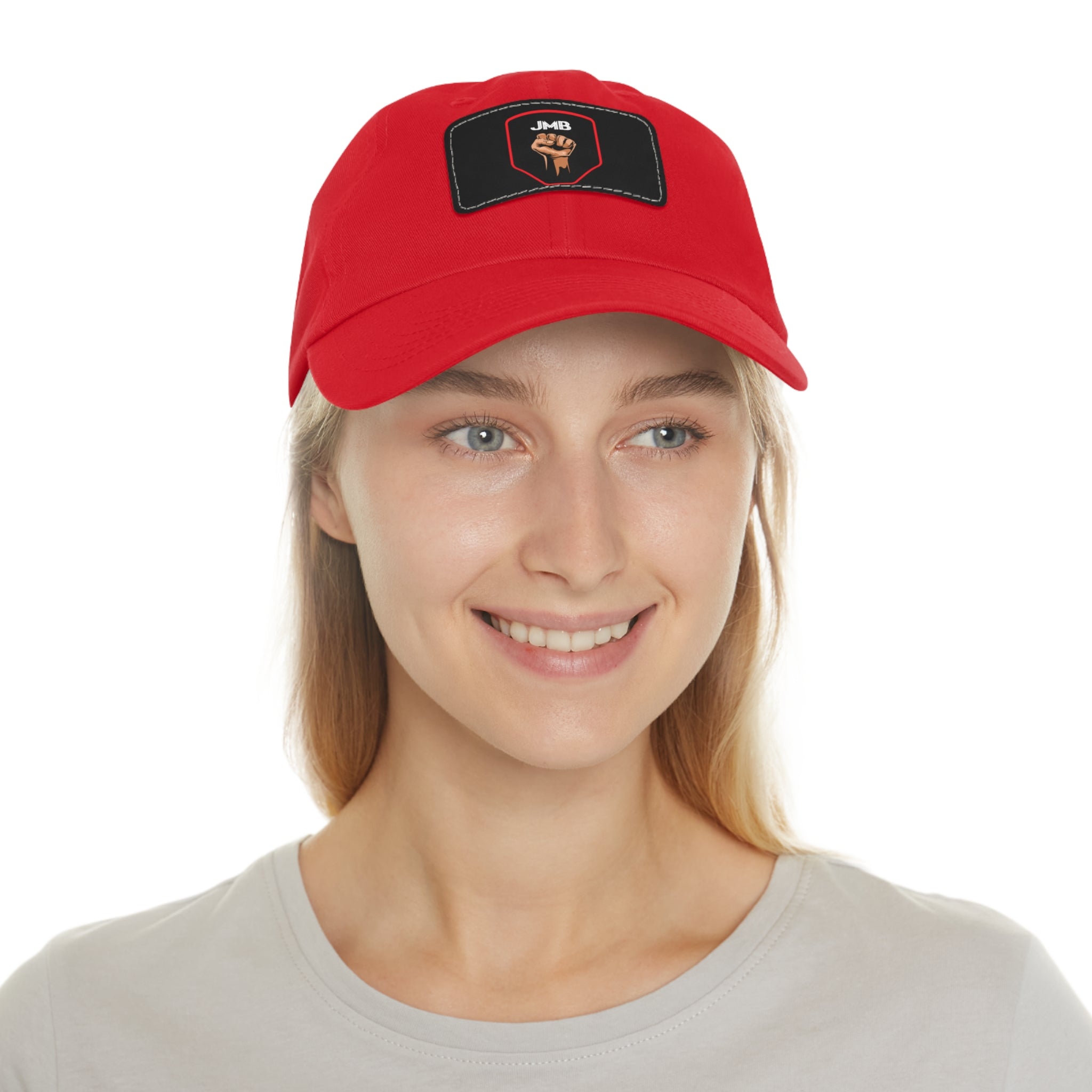J M B Leather Patch Hat — Raised Fist JMB brand Emblem