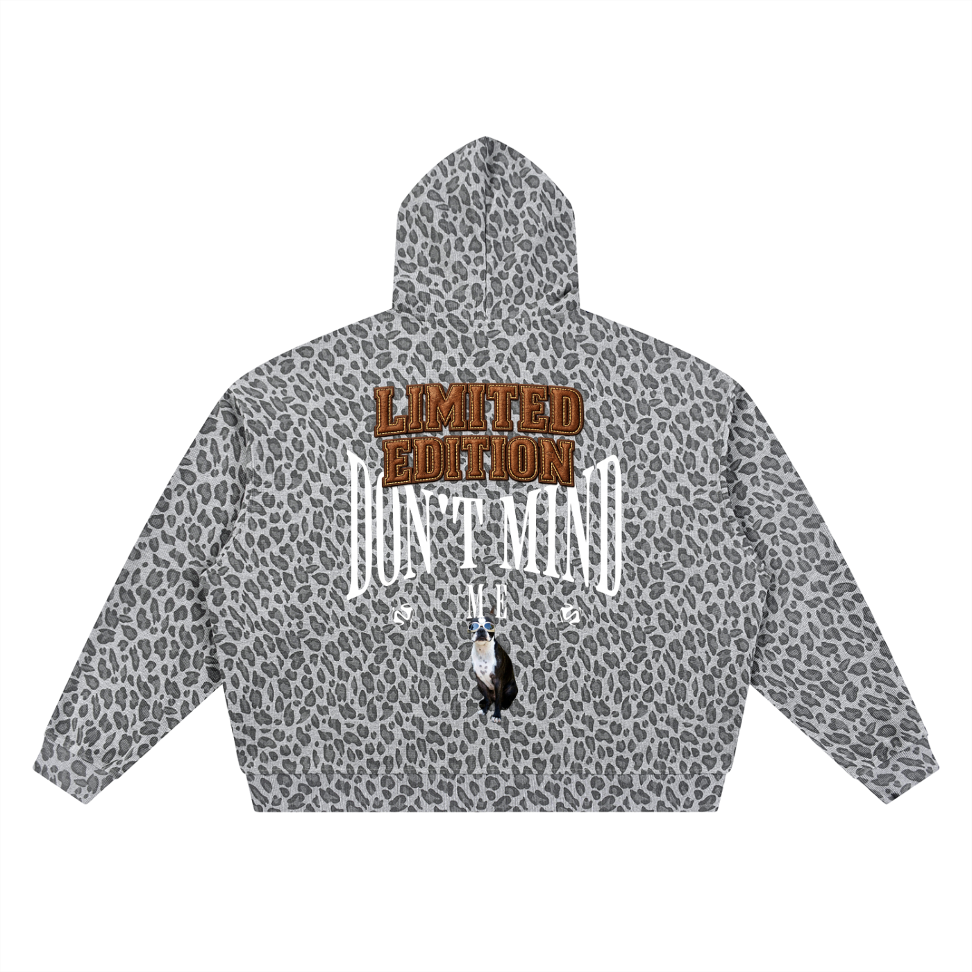 J M B Unisex Leopard Print Waffle Full Zip Hoodie