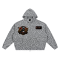 J M B Unisex Leopard Print Waffle Full Zip Hoodie