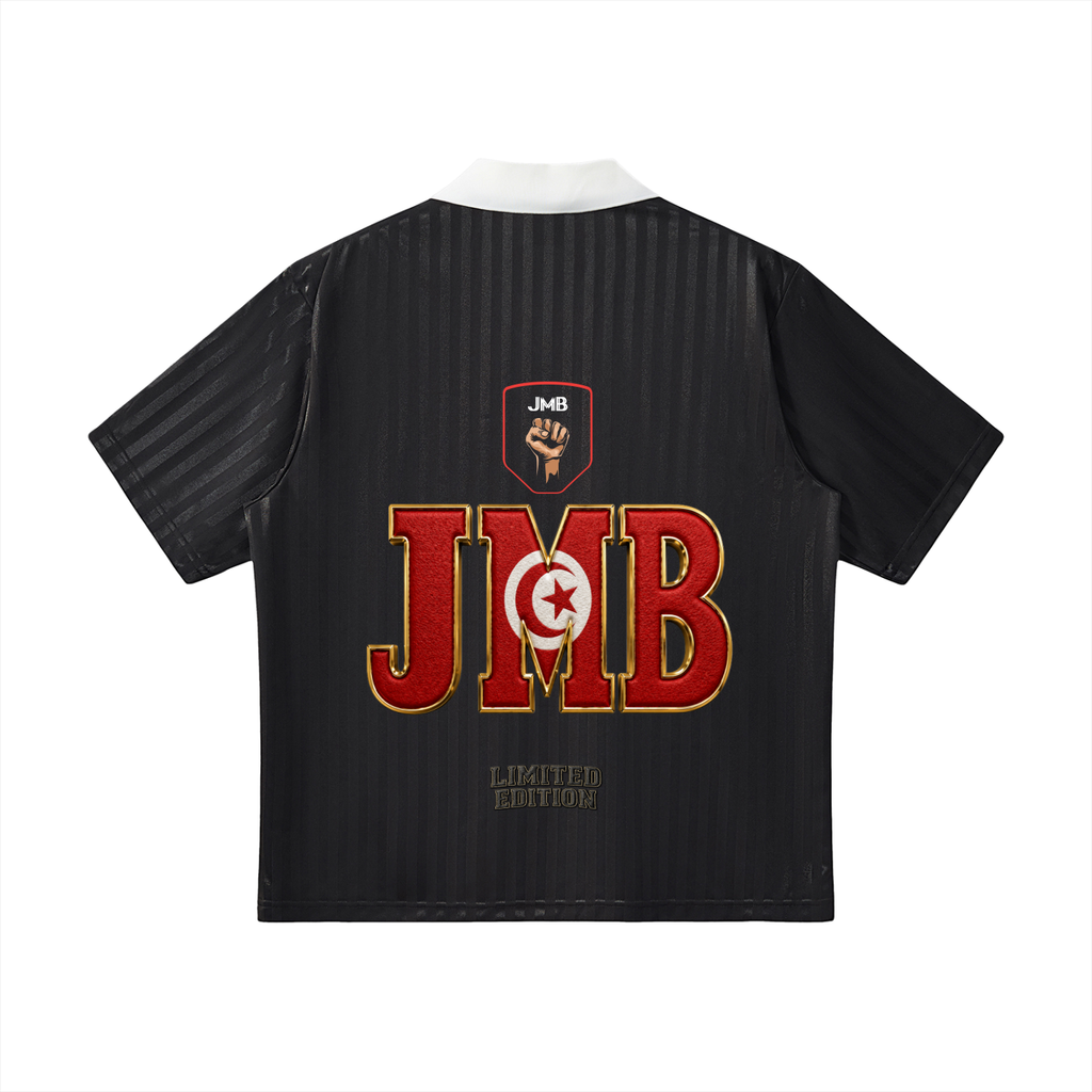 J M B Contrast Collar Striped Soccer Jersey