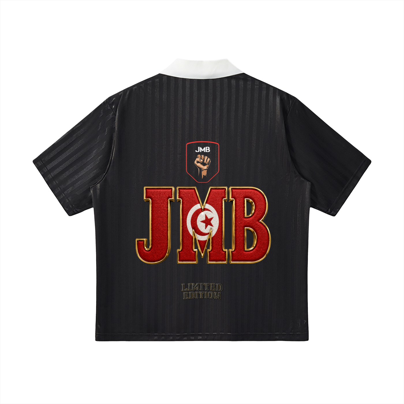 J M B Contrast Collar Striped Soccer Jersey