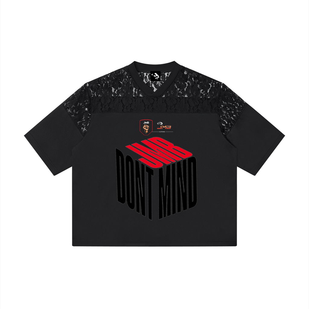 J M B  Lace Paneling V-Neck T-Shirt