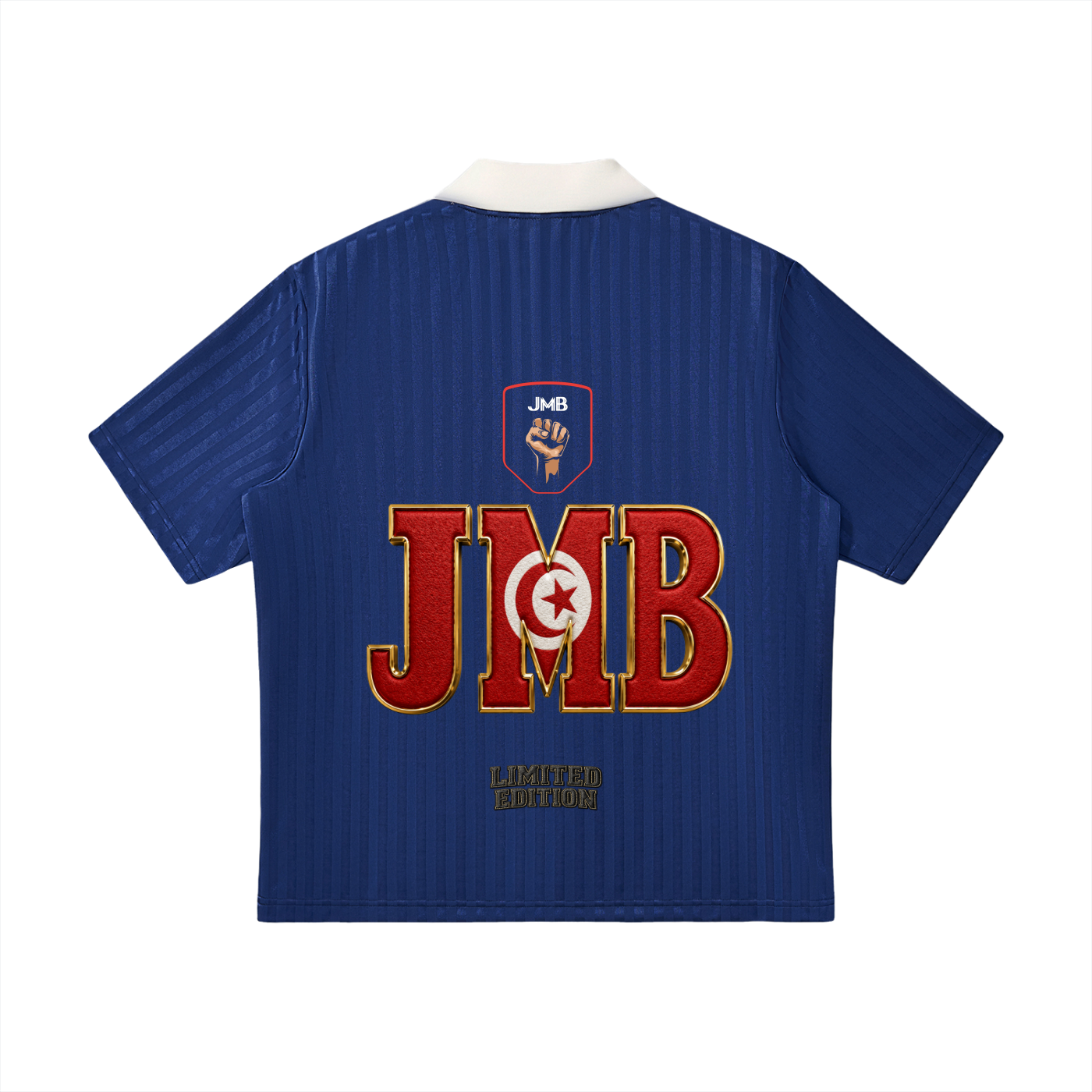 J M B Contrast Collar Striped Soccer Jersey