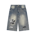 J M B Vintage Wash Baggy Denim Shorts