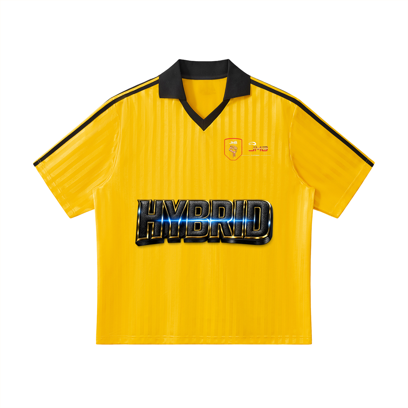 J M B HYBRID Contrast Collar Striped football Jersey