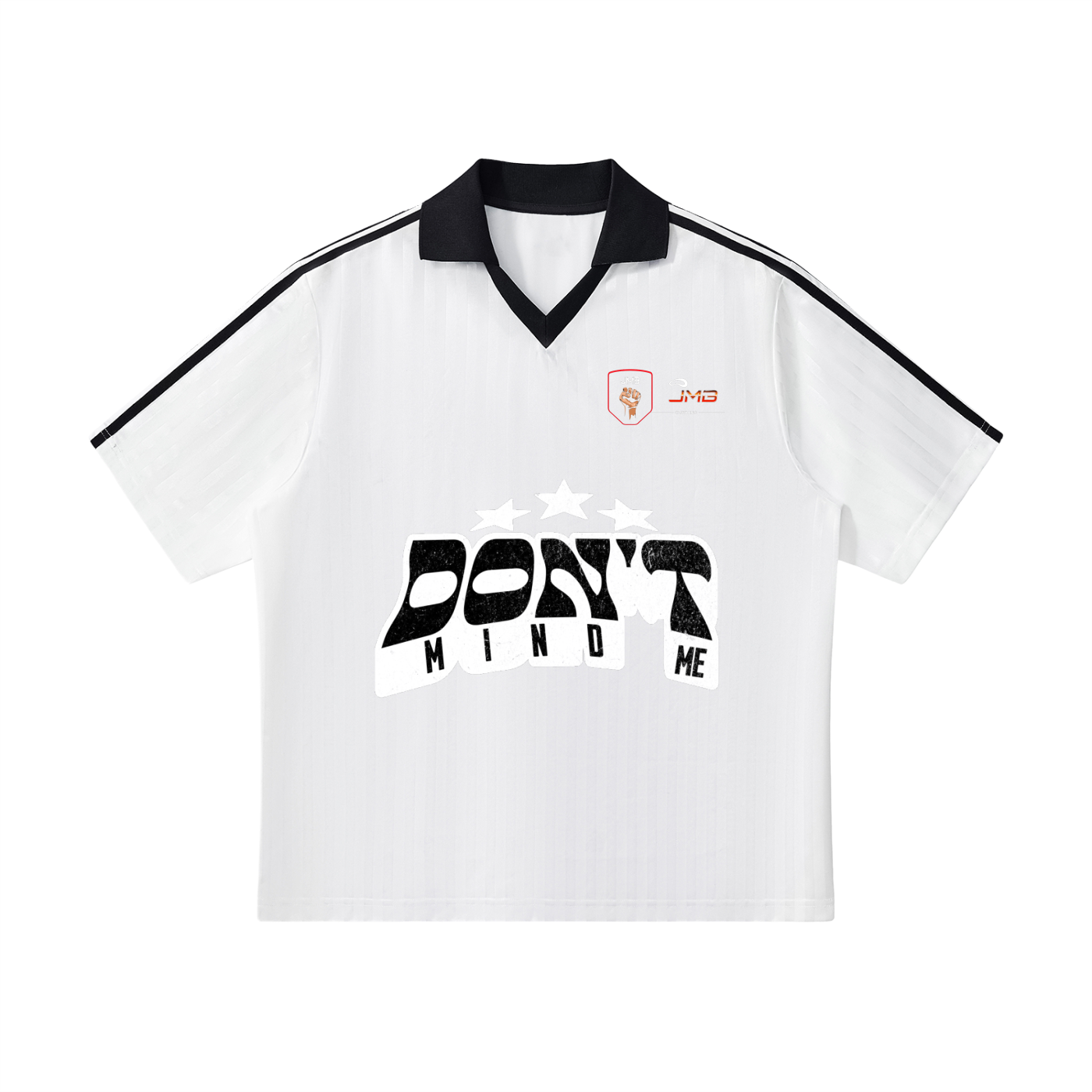 J M B Contrast Collar Striped Soccer Jersey
