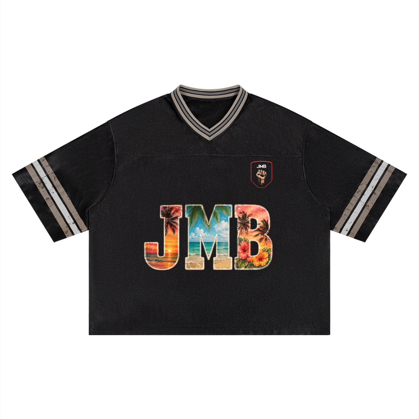 J M B Unisex Boxy Striped Soccer Jersey