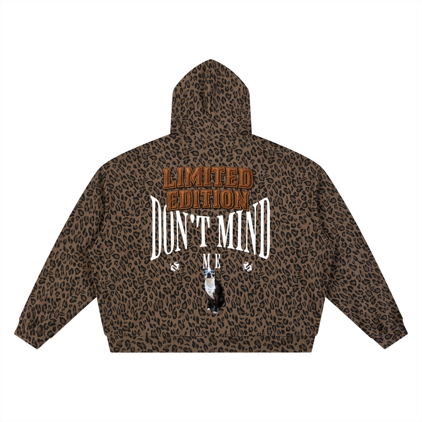 J M B Unisex Leopard Print Waffle Full Zip Hoodie