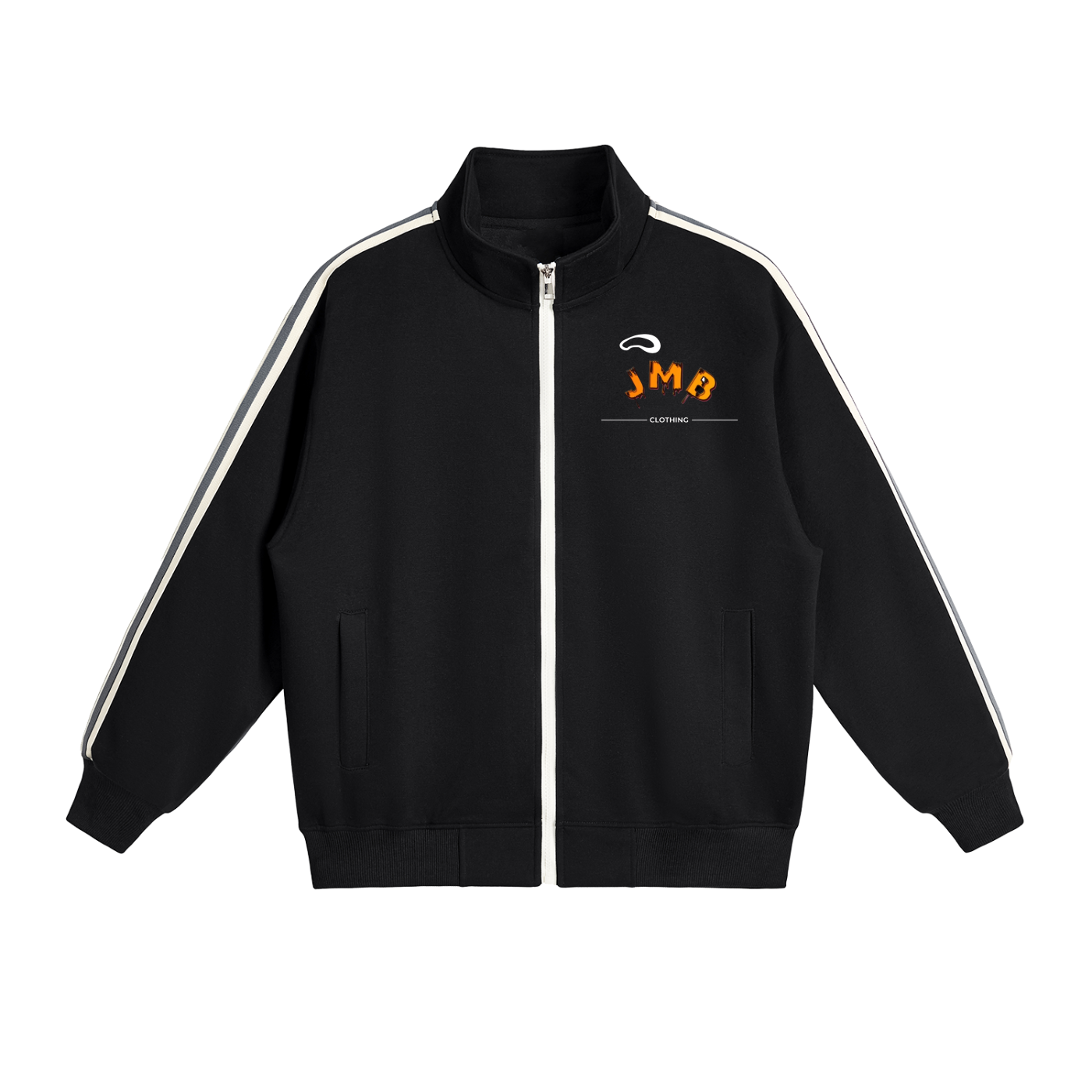 J M B Contrast Side-Stripe Stand Collar  Jacket