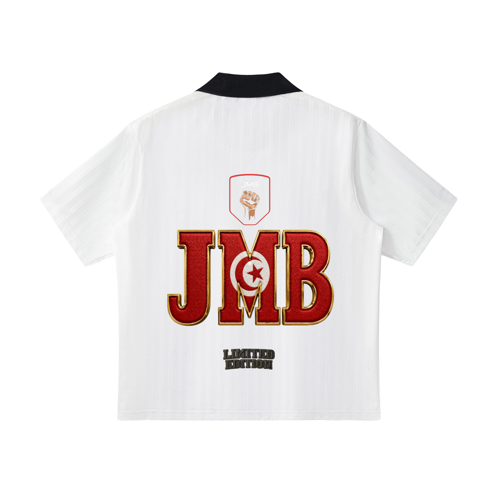 J M B Contrast Collar Striped Soccer Jersey
