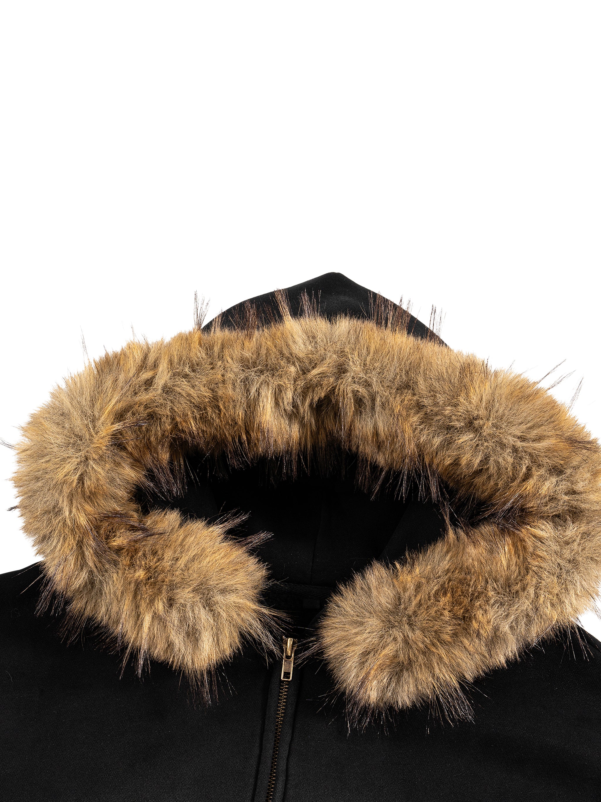 J M B Sun Fade Boxy Detachable Fur Hoodie